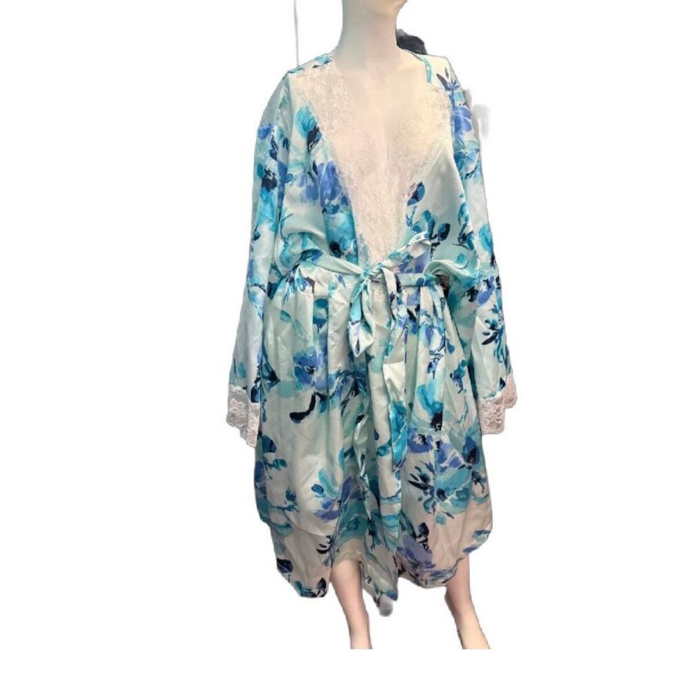 Amoureuse Blue Floral Bathrobe Womens Size 5X